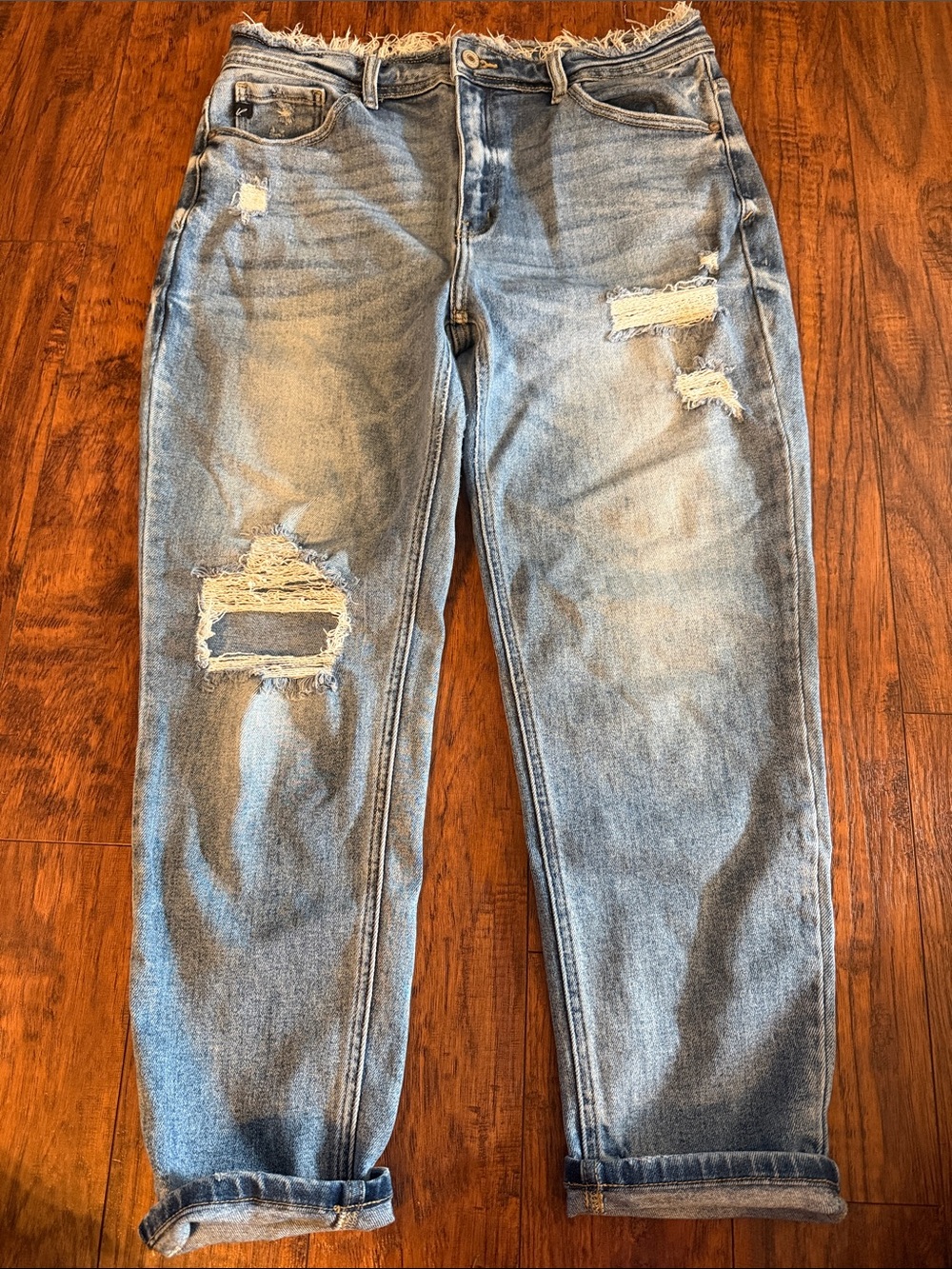 Women’s Kancan Distressed Light Blue Denim Jeans
